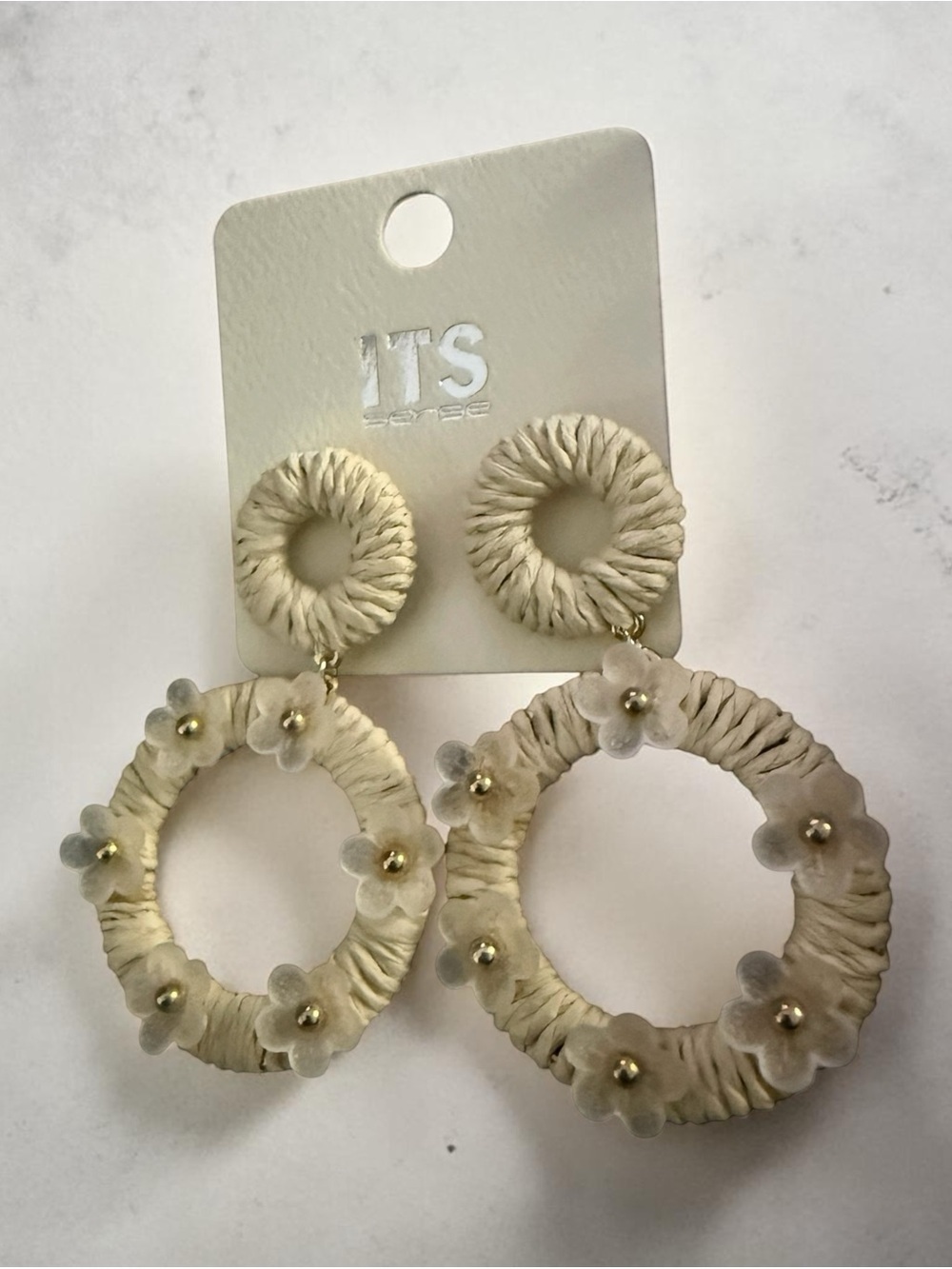 ITS Cream Floral Wrapped Hoop Earrings